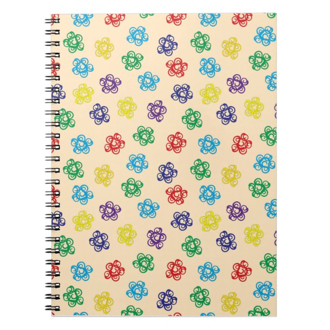 Geometric swirly colourful circles notebook (Front)