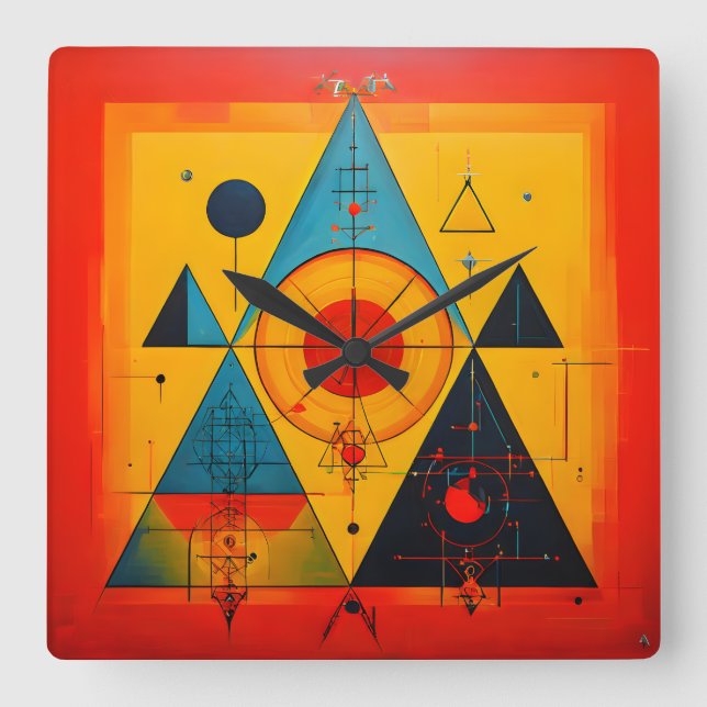 Geometric Symbols Abstract #01 Square Wall Clock (Front)