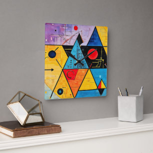 Geometric Symbols Abstract #02 Square Wall Clock