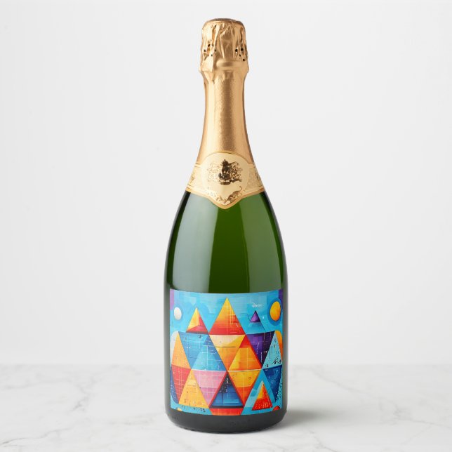 Geometric Symbols Abstract #09 Sparkling Wine Label (Front)