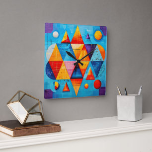 Geometric Symbols Abstract #09 Square Wall Clock