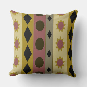 Geometric Symbols Stripes on Custom Colour Cushion