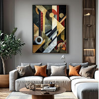 Geometric Symphony in Terracotta and Black