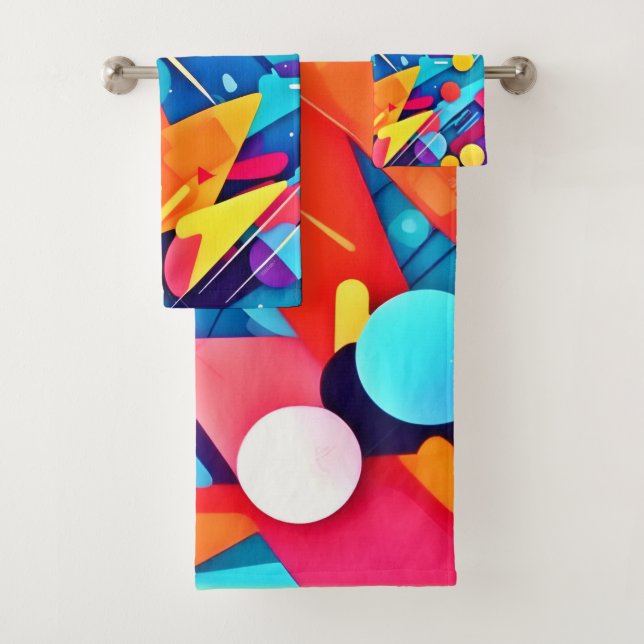 Geometric Symphony of Colour Bath Towel Set (Insitu)