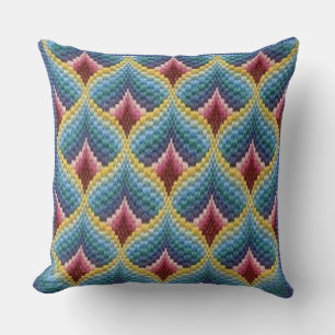 Geometric Tapestry Dream: Bargello Needlepoint Thr Cushion