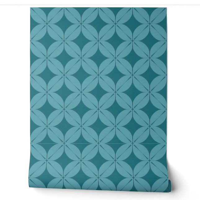 Geometric Teal and Blue Pattern Wallpaper (Unrolling)