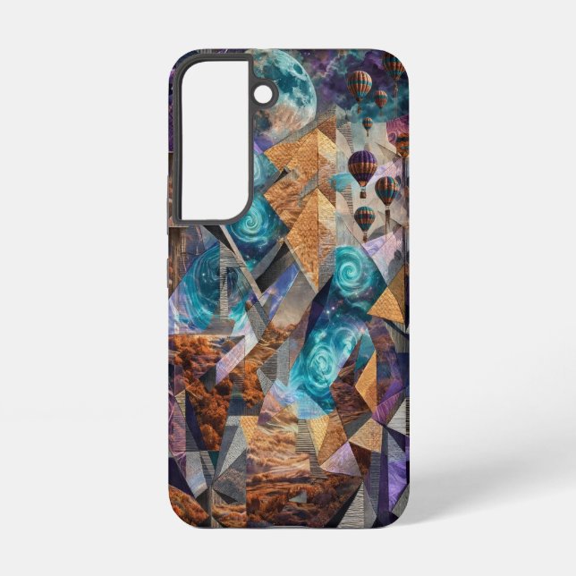 Geometric Teal and Copper Moon Collage Case  (Back)