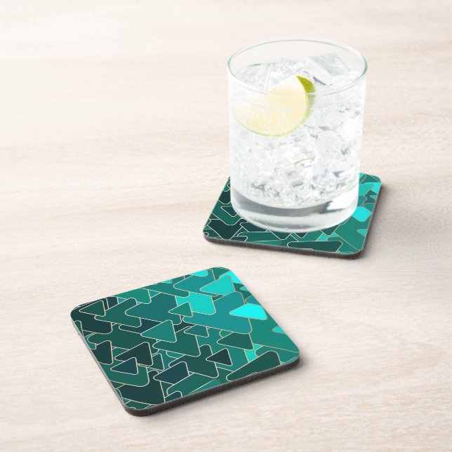 Geometric Teal and Gold  Coaster (Right Side)