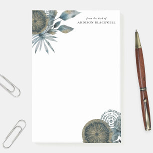 Geometric Teal Blue Gold Leaves From The Desk Of Post-it Notes