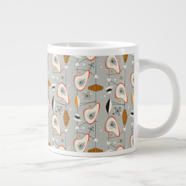 Geometric Teal & Blue Pattern Large Coffee Mug (Right)