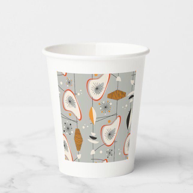 Geometric Teal & Blue Pattern Paper Cups (Left)