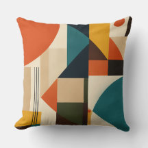 Geometric Teal Orange Brown Modernist Abstract