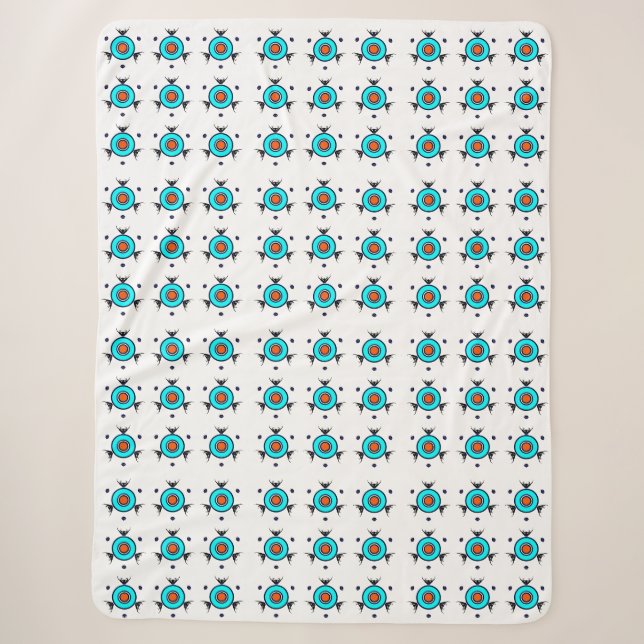Geometric Teal Pattern Sherpa Blanket (Front)