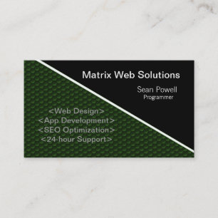 Geometric Tech Business Card, Forest Green Card