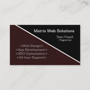 Geometric Tech Business Card, Maroon Card