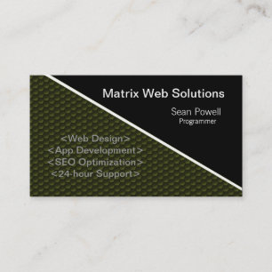 Geometric Tech Business Card, Olive Green Card
