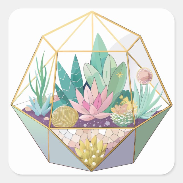 Geometric Terrarium Square Sticker (Front)