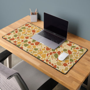 Geometric Terrazzo Tiles - 70s Retro Flooring Desk Mat