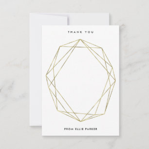 Geometric Thanks Faux Gold Thank You Card