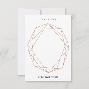 Geometric Thanks   Faux Rose Gold Thank You Card