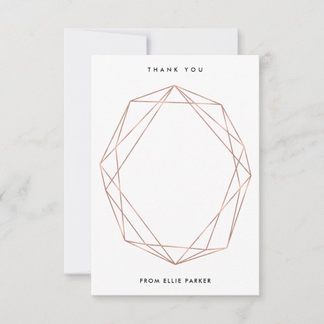 Geometric Thanks | Faux Rose Gold Thank You Card (Front)