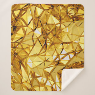 Geometric Three-Dimensional Gold Metal Sherpa Blanket