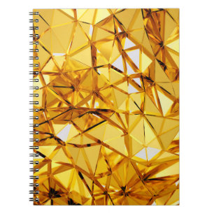Geometric three dimensional golden metal backgroun notebook