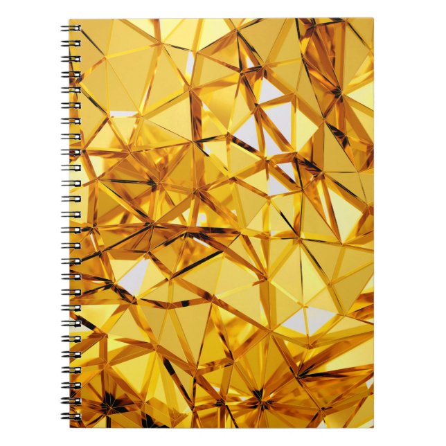 Geometric three dimensional golden metal backgroun notebook (Front)