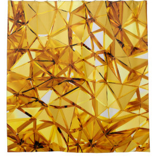 Geometric three dimensional golden metal backgroun shower curtain