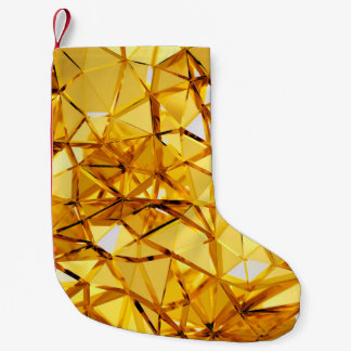 Geometric three dimensional golden metal backgroun small christmas stocking