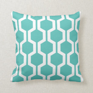 Geometric Throw Pillow in Turquoise