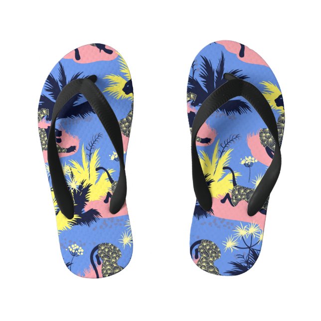 Geometric tiger, leopard: children's pattern. kid's flip flops (Footbed)