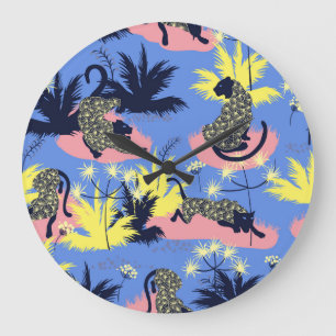 Geometric tiger, leopard: children's pattern. large clock