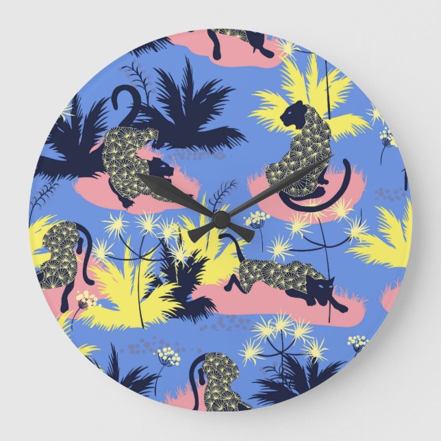 Geometric tiger, leopard: children's pattern. large clock (Front)