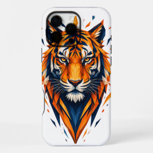 Geometric Tiger Orange and Blue Polygonal Art Case