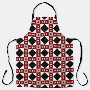 Geometric tile in Red,  Black and white colorsabst Apron