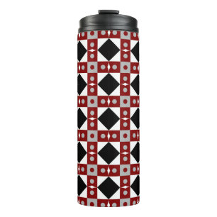 Geometric tile in Red, Black and white colorsabst Thermal Tumbler