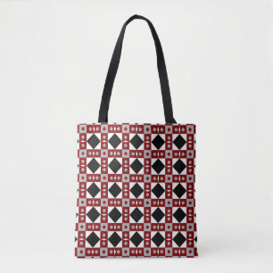 Geometric tile in Red,  Black and white colorsabst Tote Bag