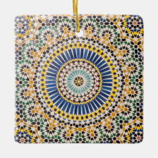 Geometric tile pattern, Morocco Ceramic Tree Decoration