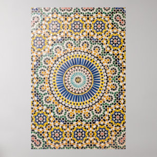 Geometric tile pattern, Morocco Poster