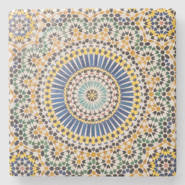 Geometric tile pattern, Morocco Stone Coaster (Front)