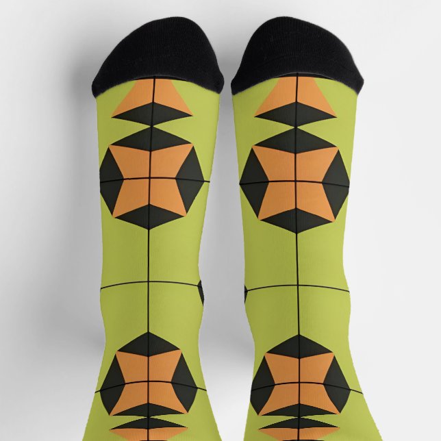 Geometric Tile Pattern with Bright Colours Socks (Top)