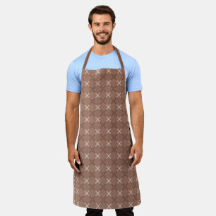 Geometric Tile Pattern with Mocha Brown and Cream Apron