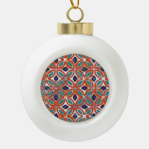 Geometric tiles: ethnic vintage background. ceramic ball christmas ornament