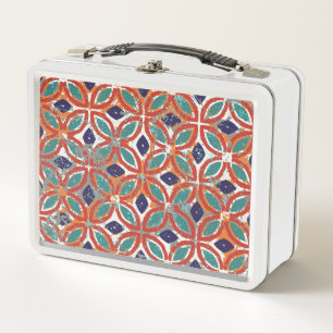 Geometric tiles: ethnic vintage background. metal lunch box