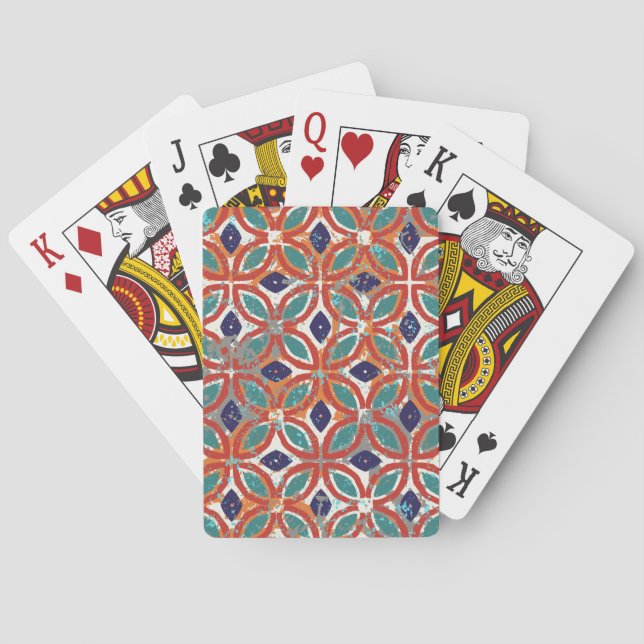 Geometric tiles: ethnic vintage background. playing cards (Back)