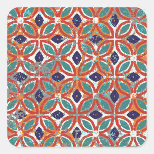 Geometric tiles: ethnic vintage background. square sticker