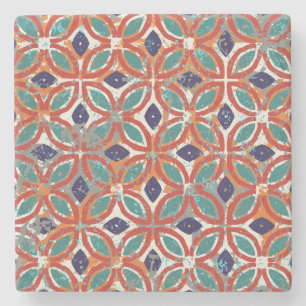 Geometric tiles: ethnic vintage background. stone coaster