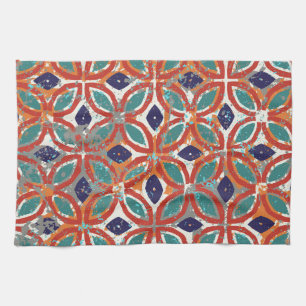 Geometric tiles: ethnic vintage background. tea towel
