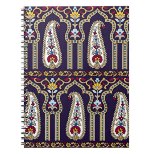 Geometric traditional paisley pattern with border  notebook